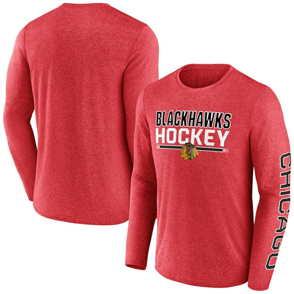Chicago Blackhawks Fanatics Sweep Iconic Synthetic Long Sleeve T-Shirt Heather Red