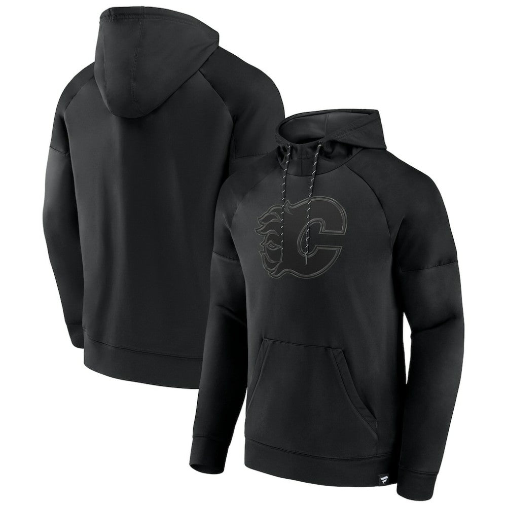 Calgary Flames - Fanatics Black Ice Defender Raglan Pullover Hoodie