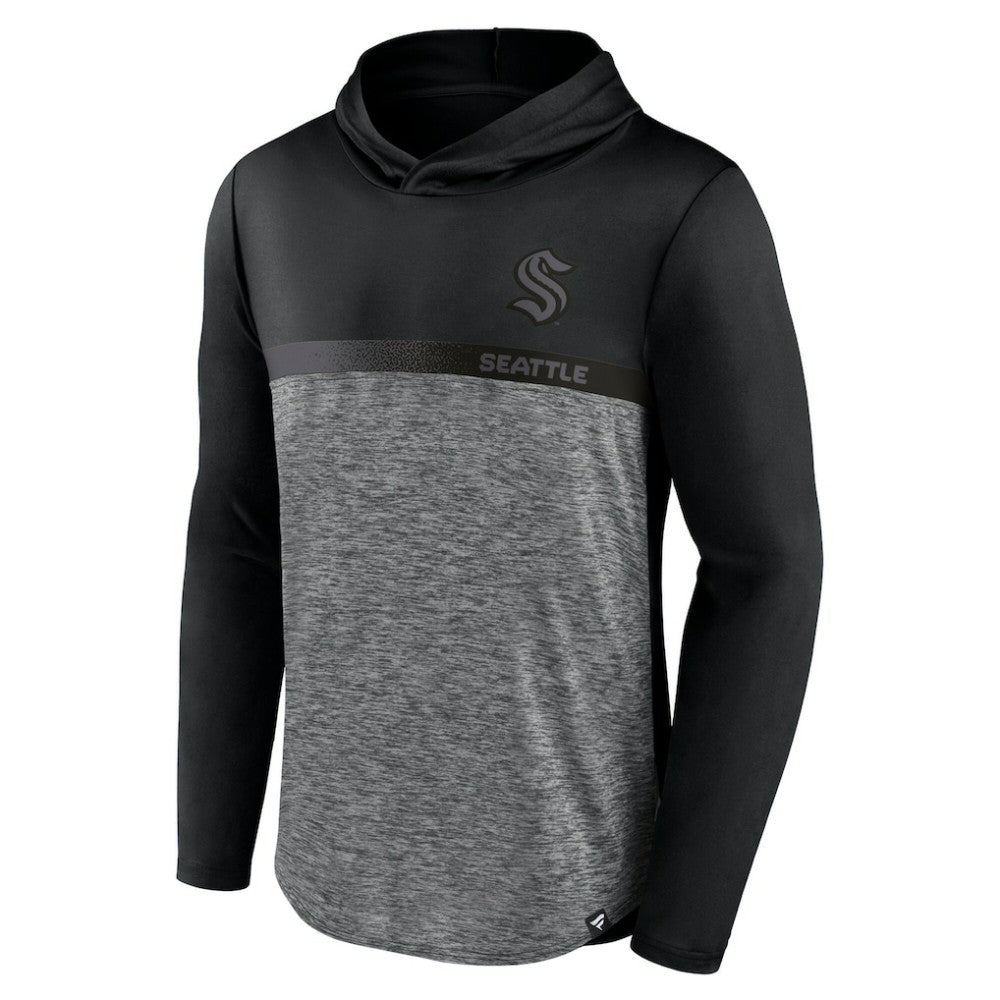 Seattle Kraken Fanatics Iconic Defender Pullover Hoodie Black/Heather Charcoal