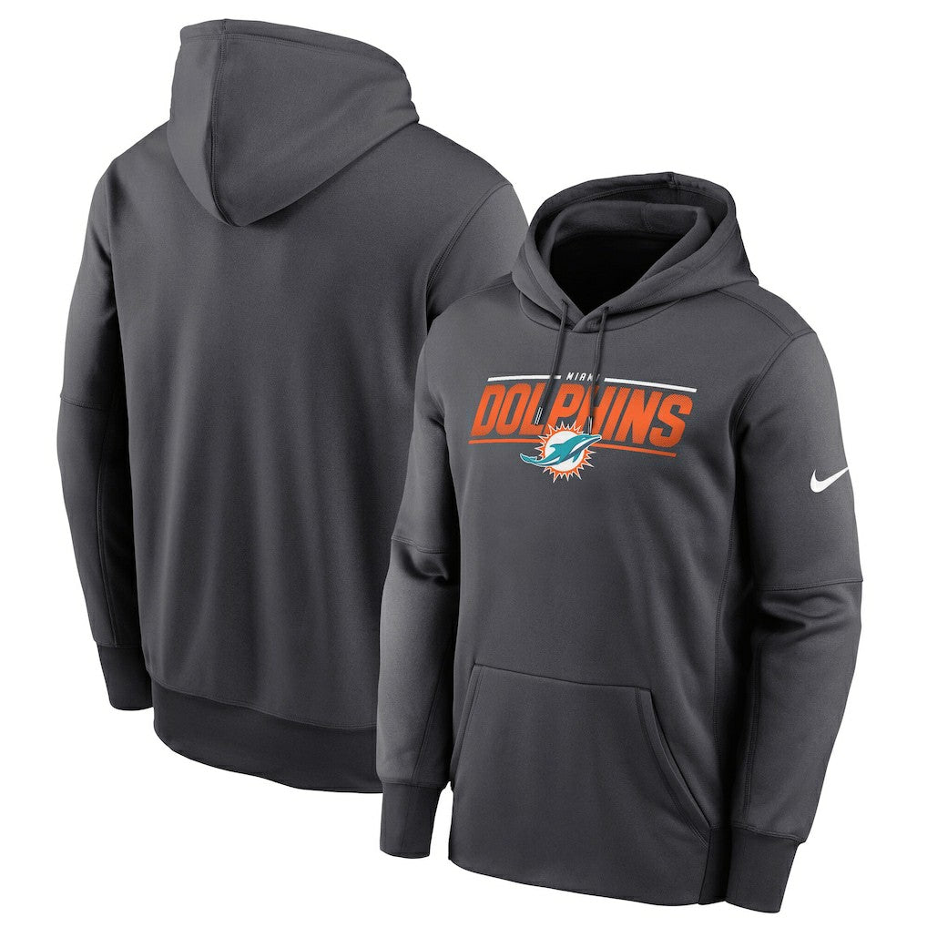 Miami Dolphins Team Muscle Performance Fleece Pullover Hoodie Anthracite - Nike