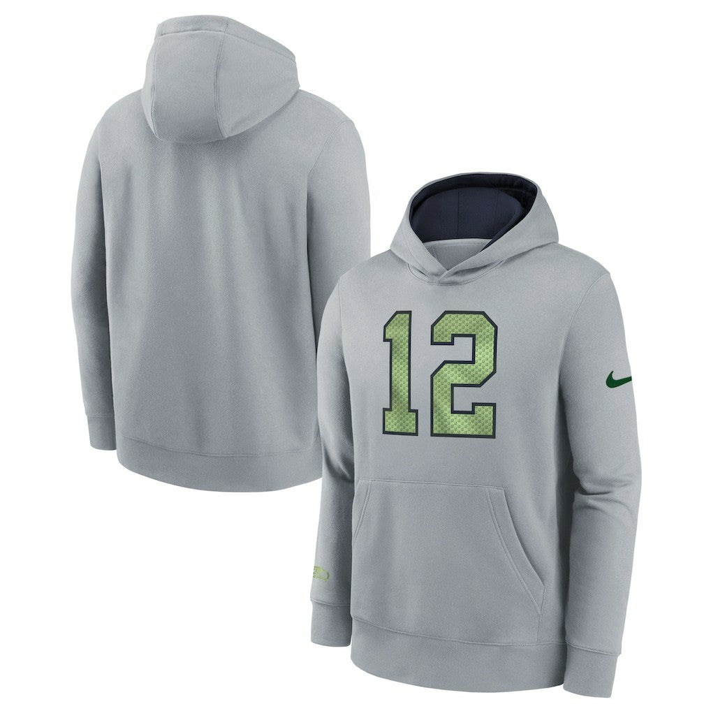 Seattle Seahawks Youth 2025 Rivalries Collection Club Hoodie Wolf Gray - Nike