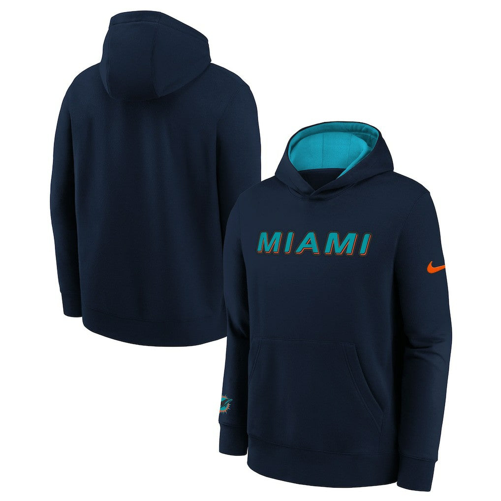 Miami Dolphins Youth 2025 Rivalries Collection Club Hoodie Pitch Blue - Nike