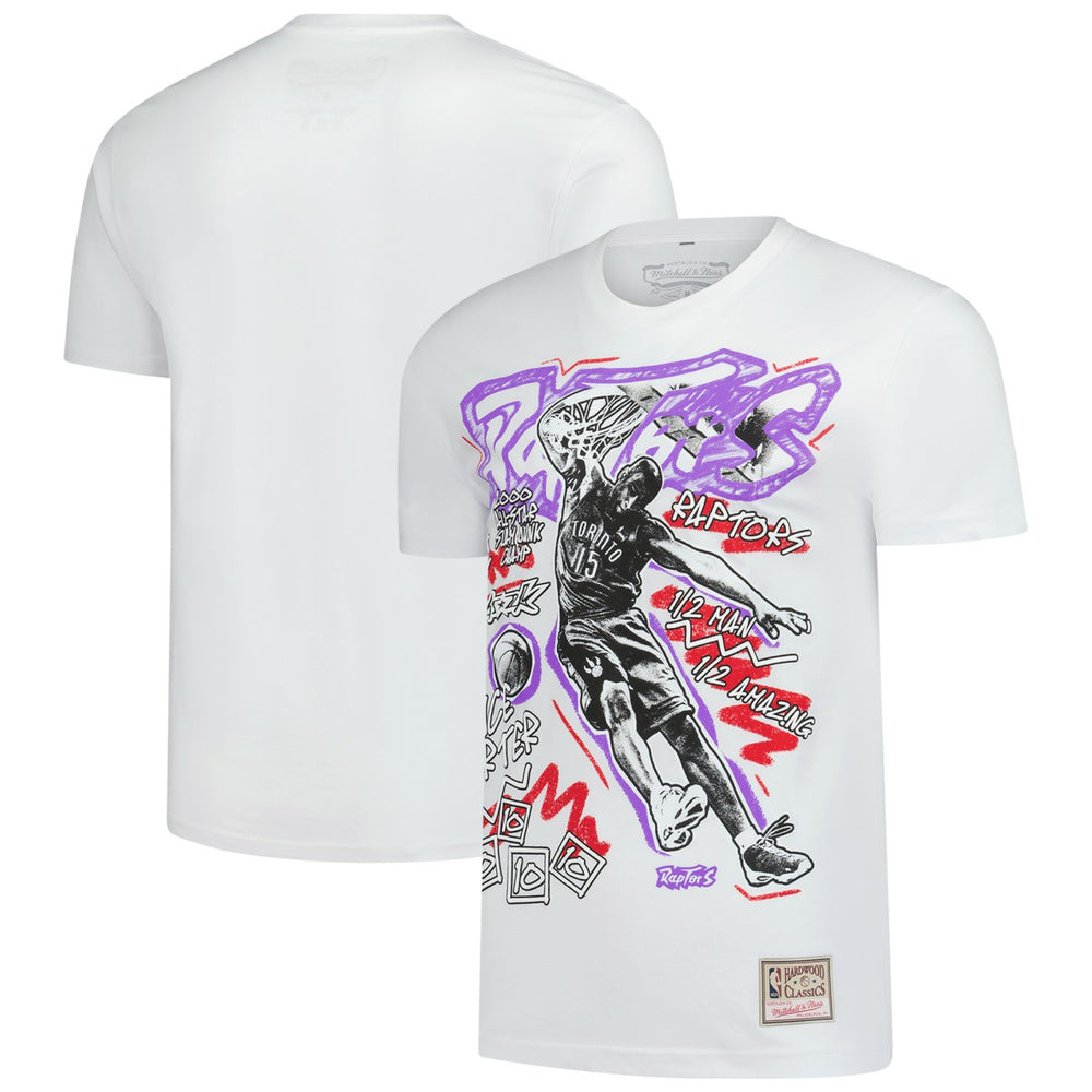 Mitchell & Ness - Vince Carter Toronto Raptors Hardwood Classics Chalked Up T-Shirt - White