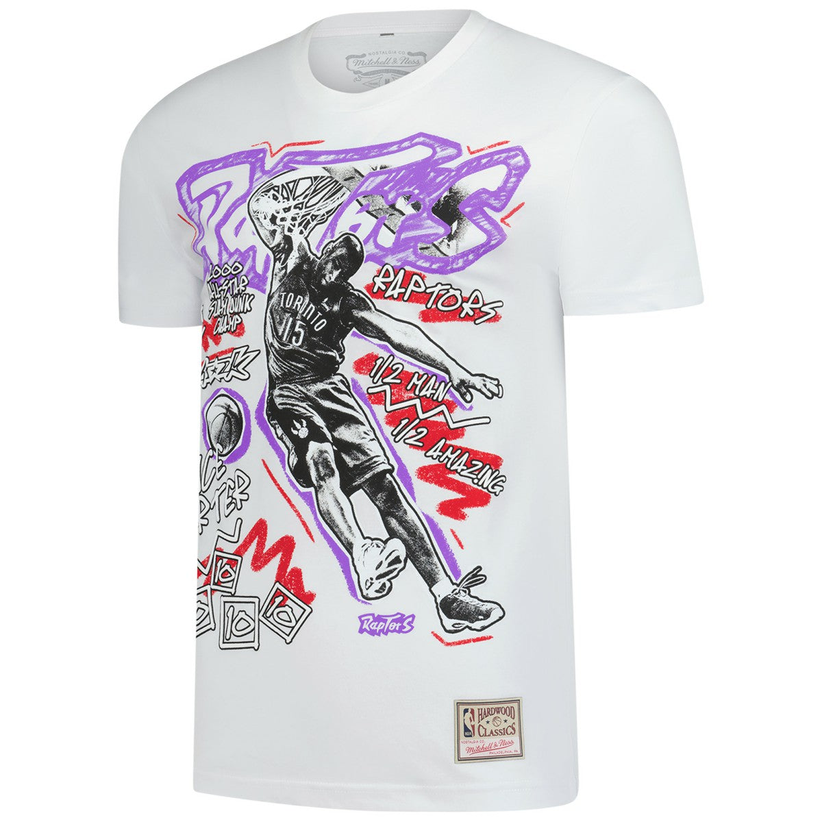 Mitchell & Ness - Vince Carter Toronto Raptors Hardwood Classics Chalked Up T-Shirt - White