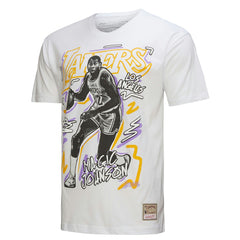 Mitchell & Ness - Magic Johnson Los Angeles Lakers Hardwood Classics Chalked Up T-Shirt - White