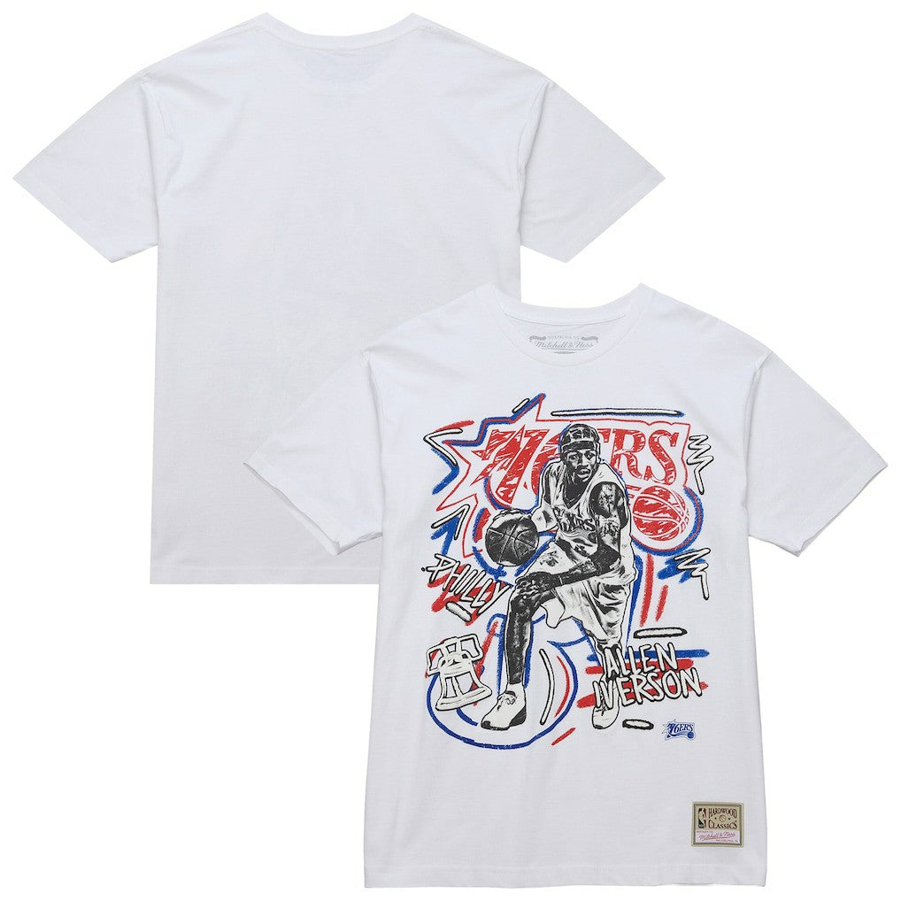 Mitchell & Ness - Allen Iverson Philadelphia 76ers Hardwood Classics Chalked Up T-Shirt - White