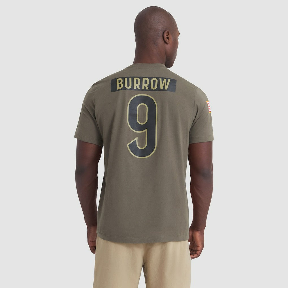 Joe Burrow Cincinnati Bengals 2025 Salute to Service Name & Number T-Shirt Olive - Nike