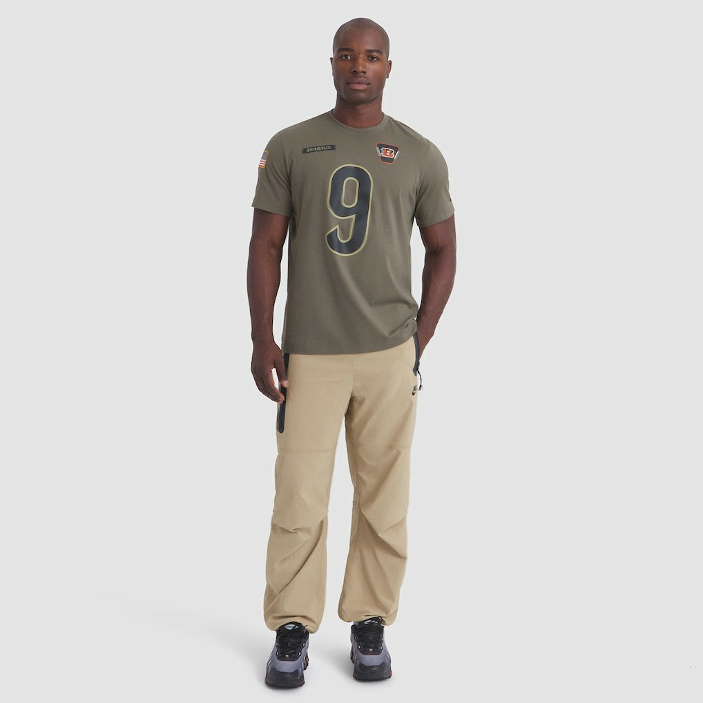 Joe Burrow Cincinnati Bengals 2025 Salute to Service Name & Number T-Shirt Olive - Nike