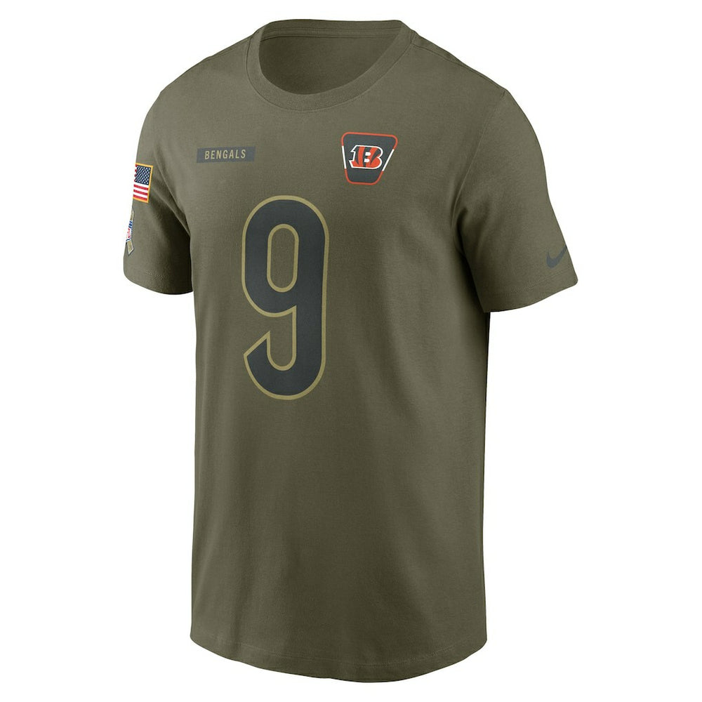 Joe Burrow Cincinnati Bengals 2025 Salute to Service Name & Number T-Shirt Olive - Nike