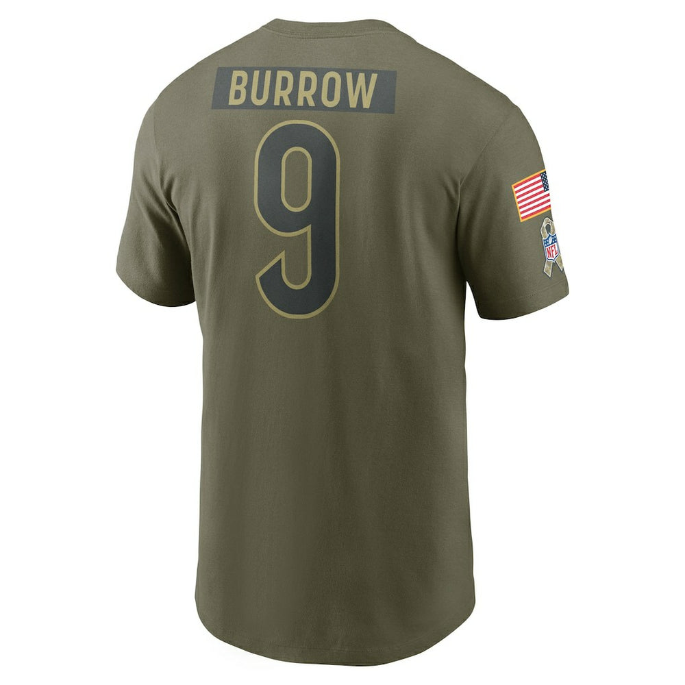 Joe Burrow Cincinnati Bengals 2025 Salute to Service Name & Number T-Shirt Olive - Nike