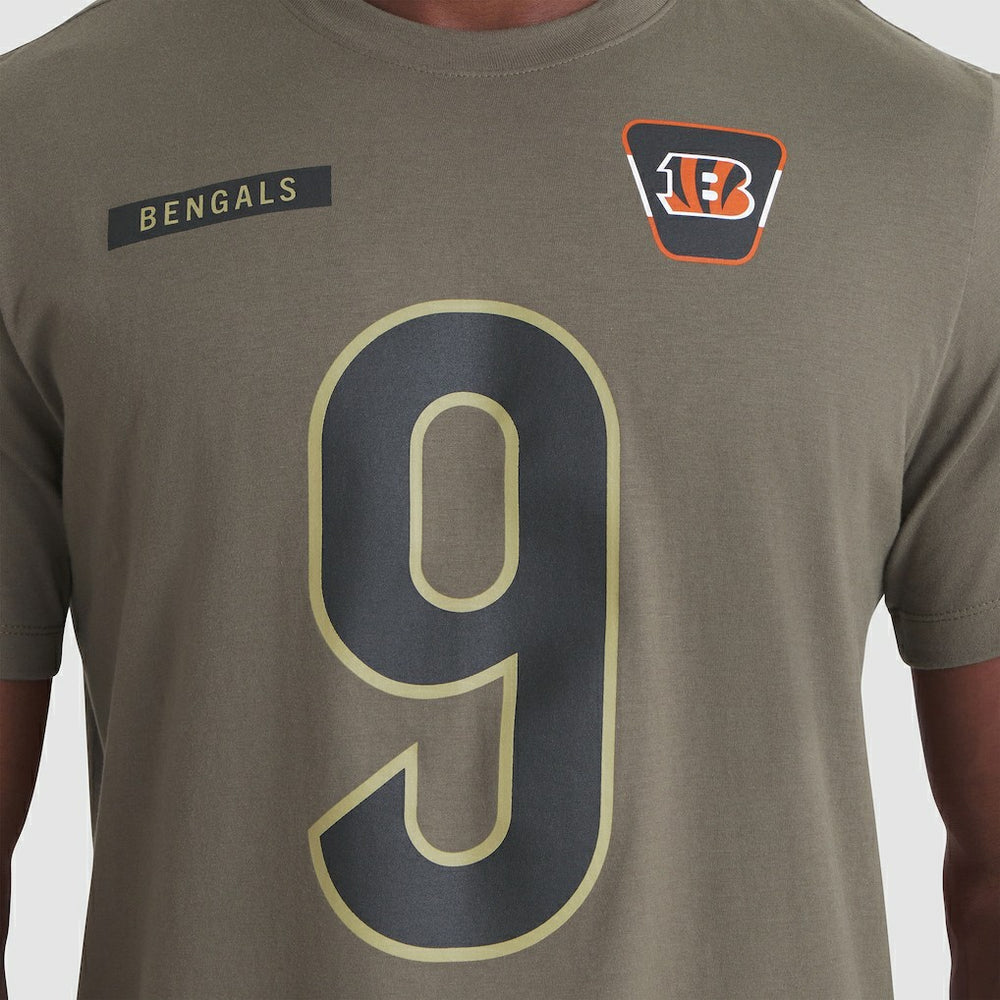 Joe Burrow Cincinnati Bengals 2025 Salute to Service Name & Number T-Shirt Olive - Nike