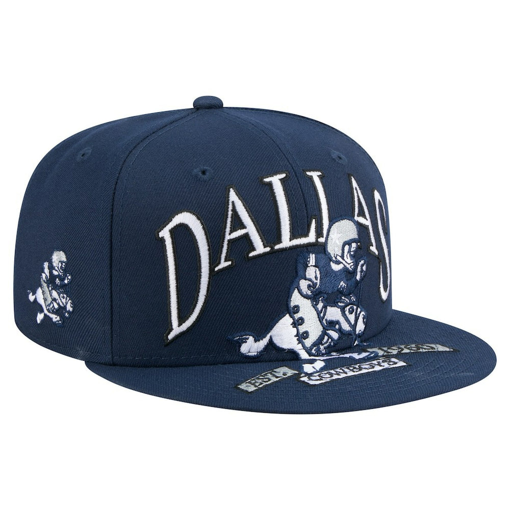 Dallas Cowboys New Era Throwback Oversized 59FIFTY Fitted Hat Navy - NFL