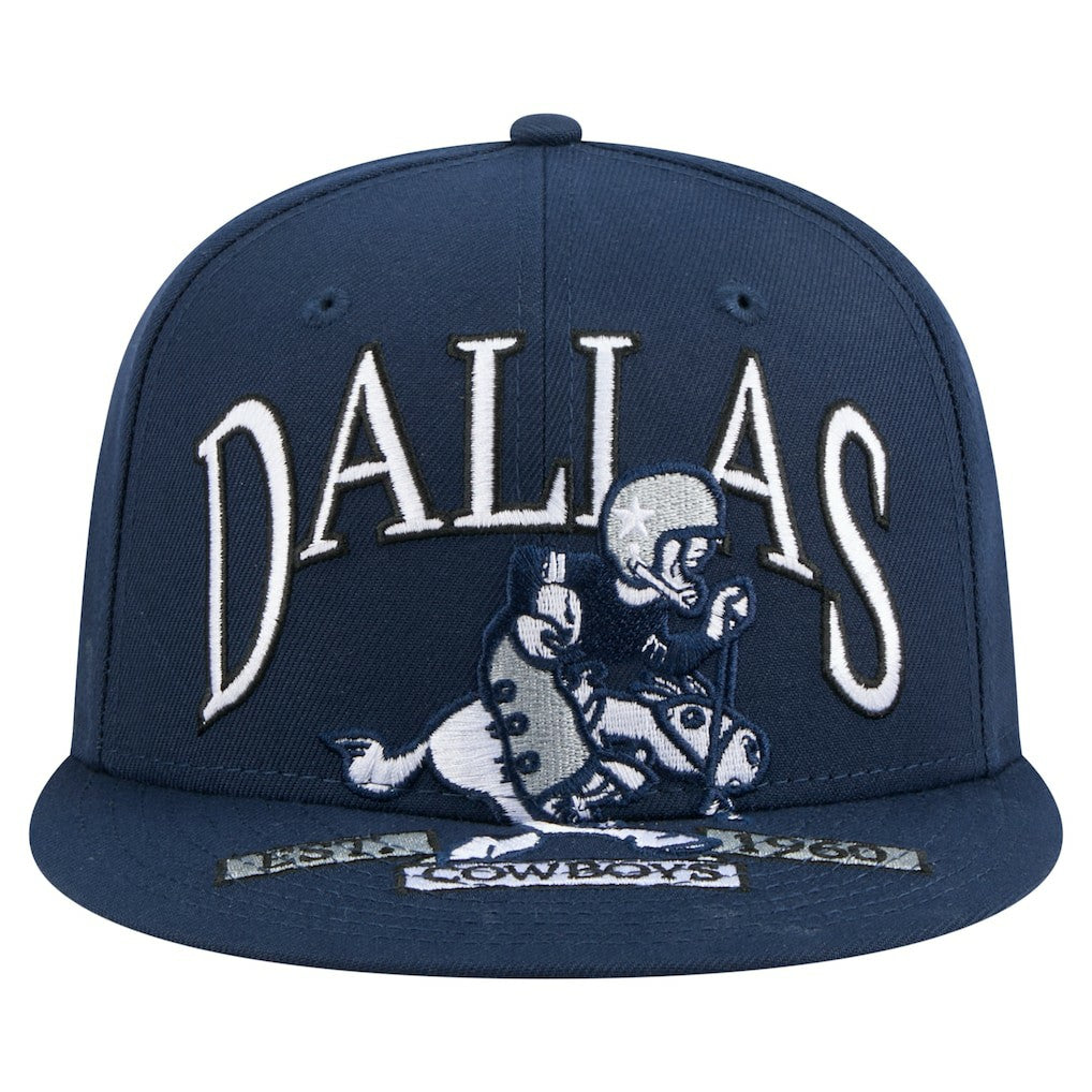 Dallas Cowboys New Era Throwback Oversized 59FIFTY Fitted Hat Navy - NFL