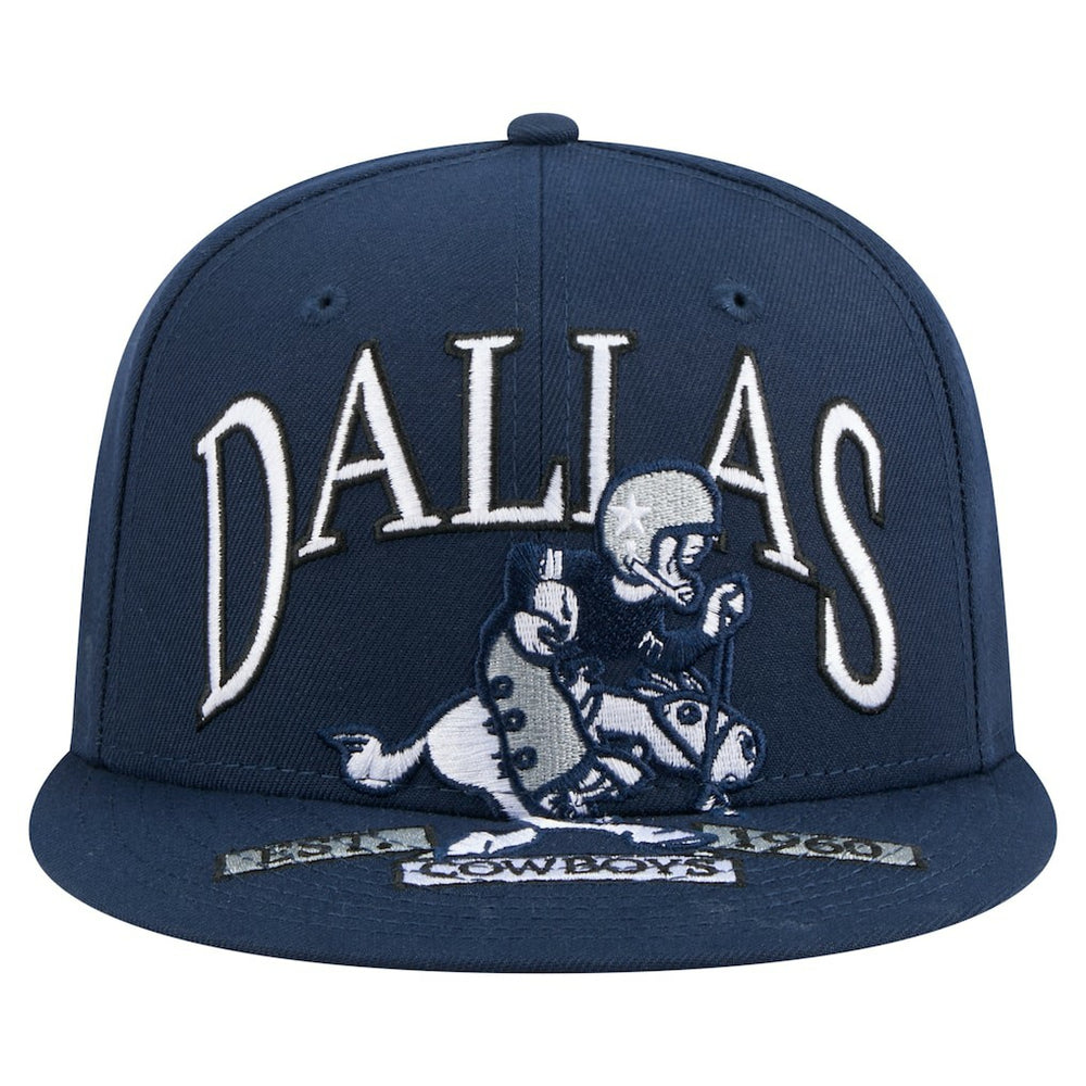 Dallas Cowboys New Era Throwback Oversized 59FIFTY Fitted Hat Navy - NFL