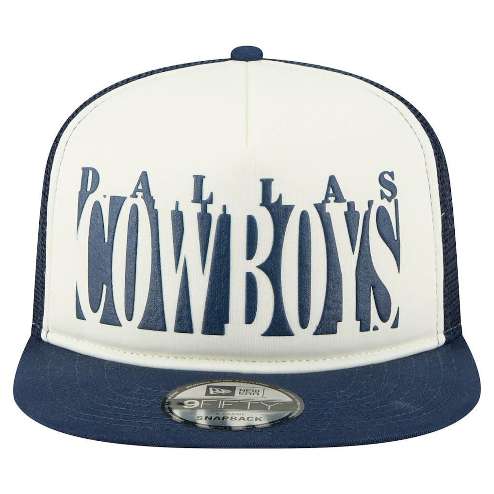 Dallas Cowboys New Era Cutout A-Frame 9FIFTY Snapback Hat Cream/Navy - NFL
