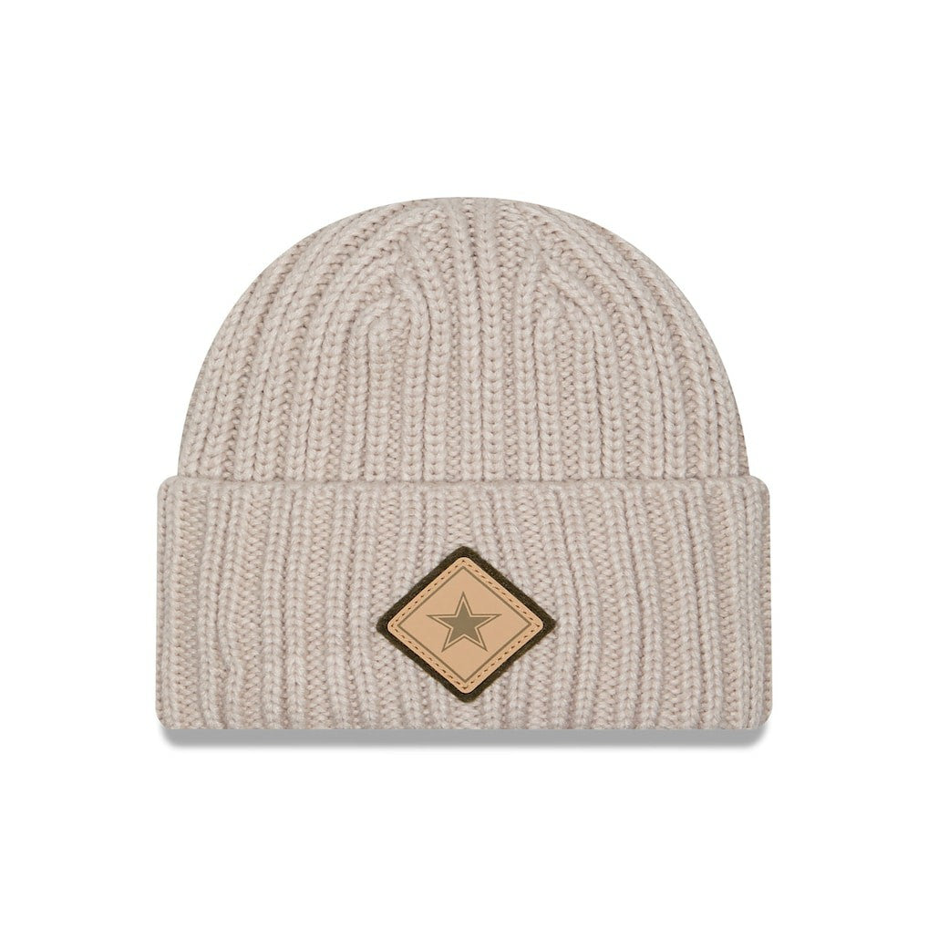Dallas Cowboys New Era Logo Applique Cuffed Knit Hat Light Beige - NFL