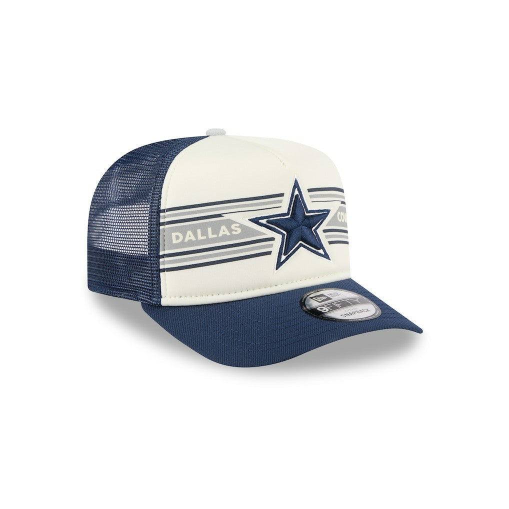 Dallas Cowboys New Era Banner A-Frame 9FIFTY Snapback Hat Cream/Navy - NFL