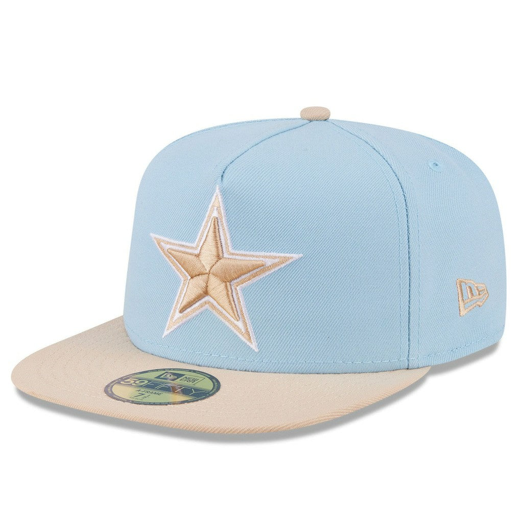 Dallas Cowboys New Era Two-Tone Color Pack A-Frame 59FIFTY Fitted Hat Light Blue/Light Beige - NFL