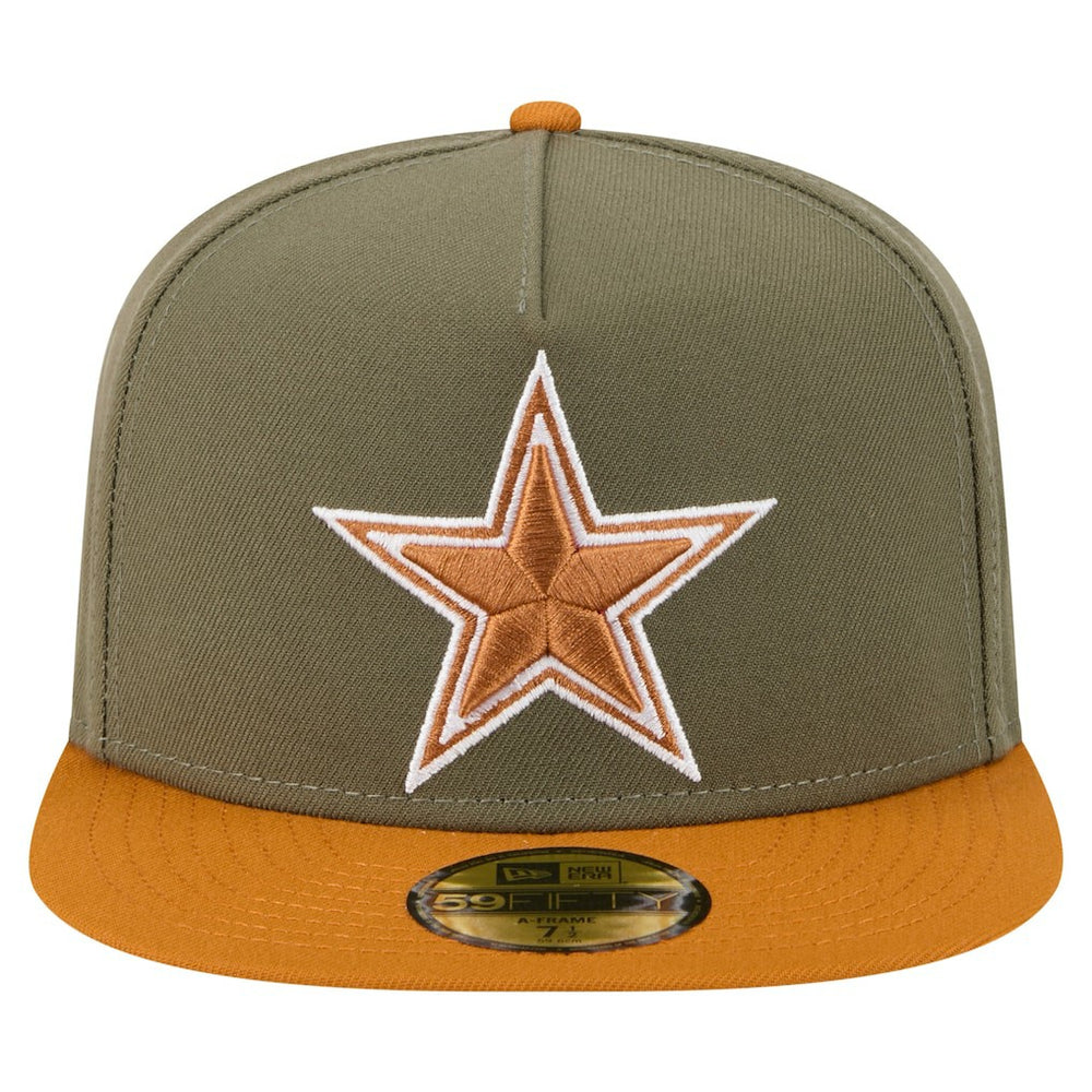 Dallas Cowboys New Era 2-Tone Color Pack A-Frame 59FIFTY Fitted Hat Olive/Brown - NFL