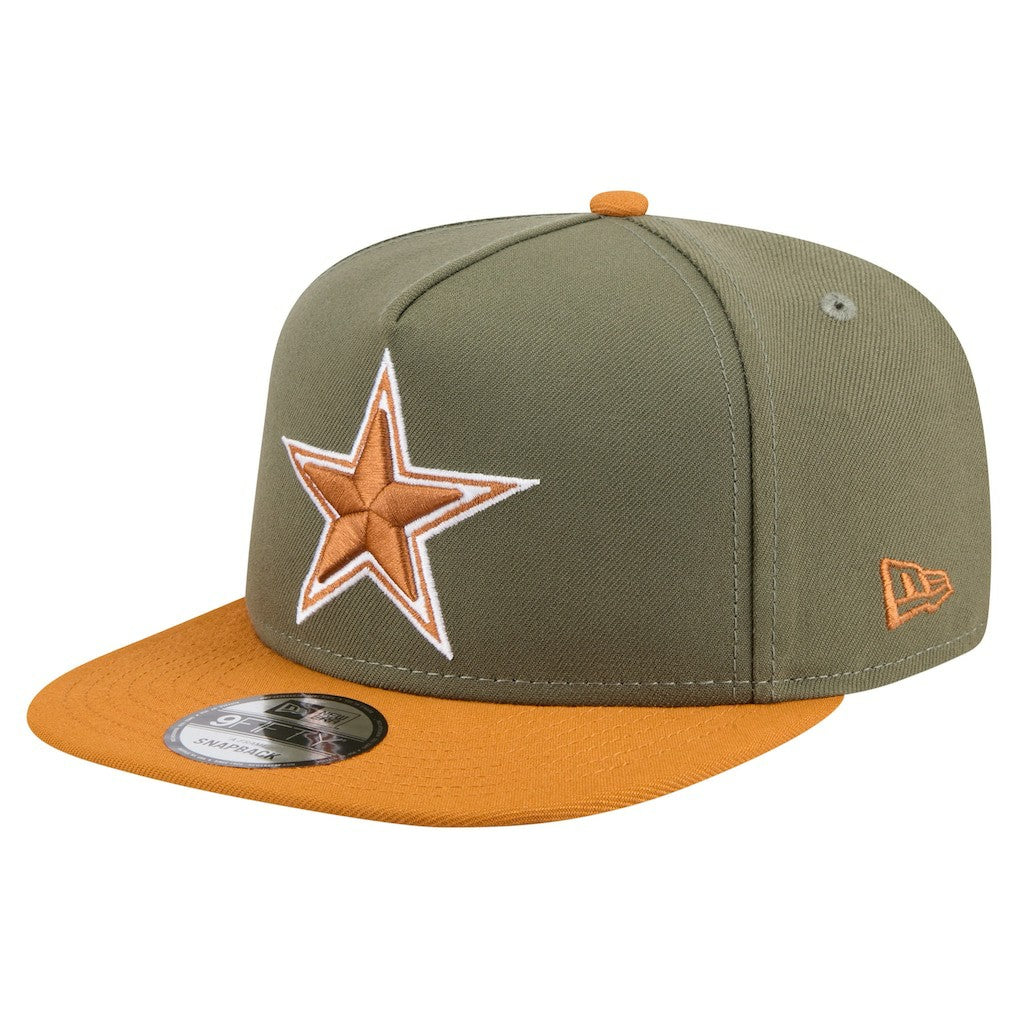 Dallas Cowboys New Era Two-Tone A-Frame 9FIFTY Snapback Hat Olive/Brown - NFL