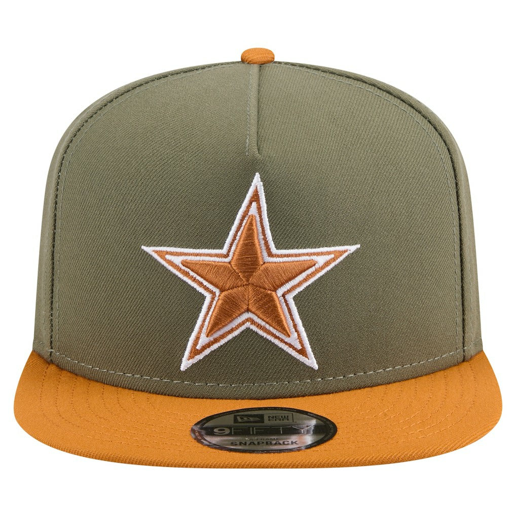 Dallas Cowboys New Era Two-Tone A-Frame 9FIFTY Snapback Hat Olive/Brown - NFL