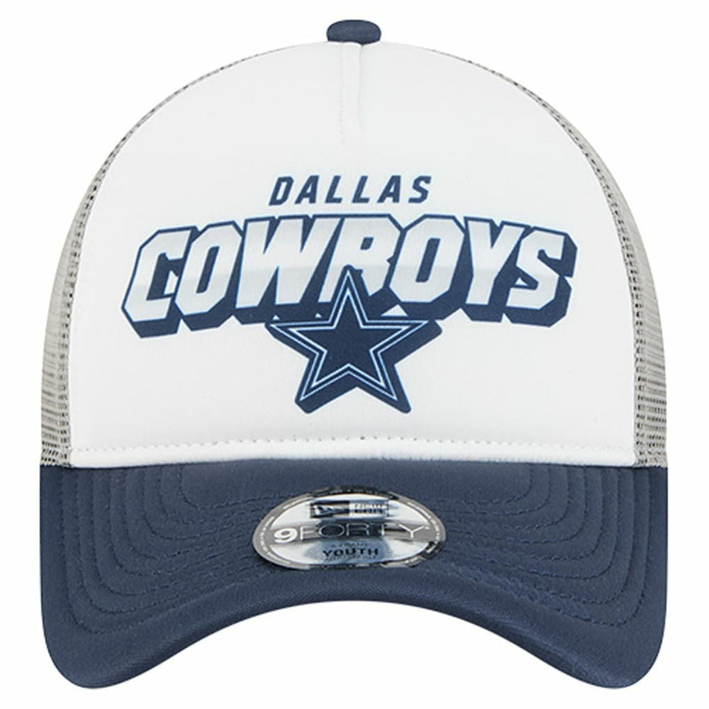 Dallas Cowboys New Era Youth Streak 9FORTY A-Frame Adjustable Hat White/Navy - NFL