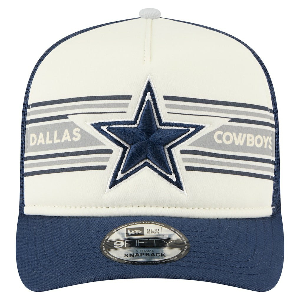 Dallas Cowboys New Era Youth Banner A-Frame 9FIFTY Trucker Snapback Hat Cream/Navy - NFL