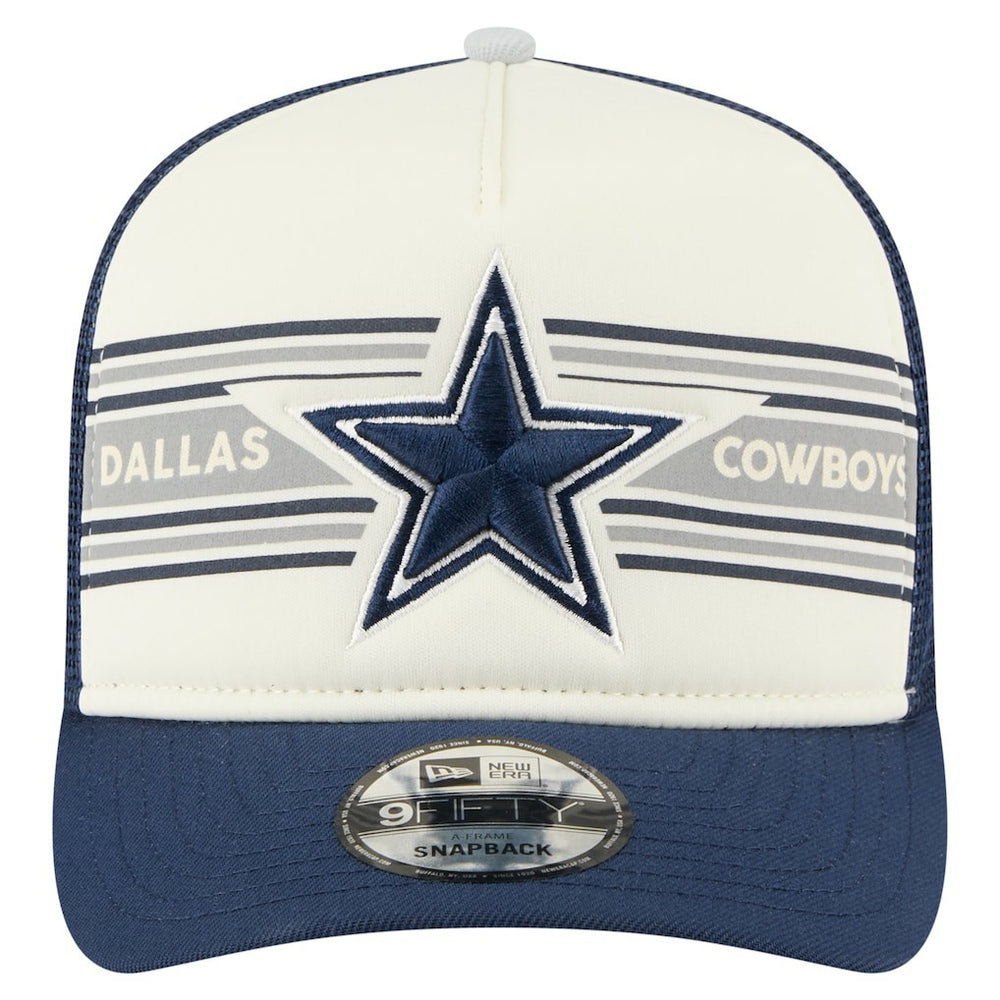 Dallas Cowboys New Era Youth Banner A-Frame 9FIFTY Trucker Snapback Hat Cream/Navy - NFL
