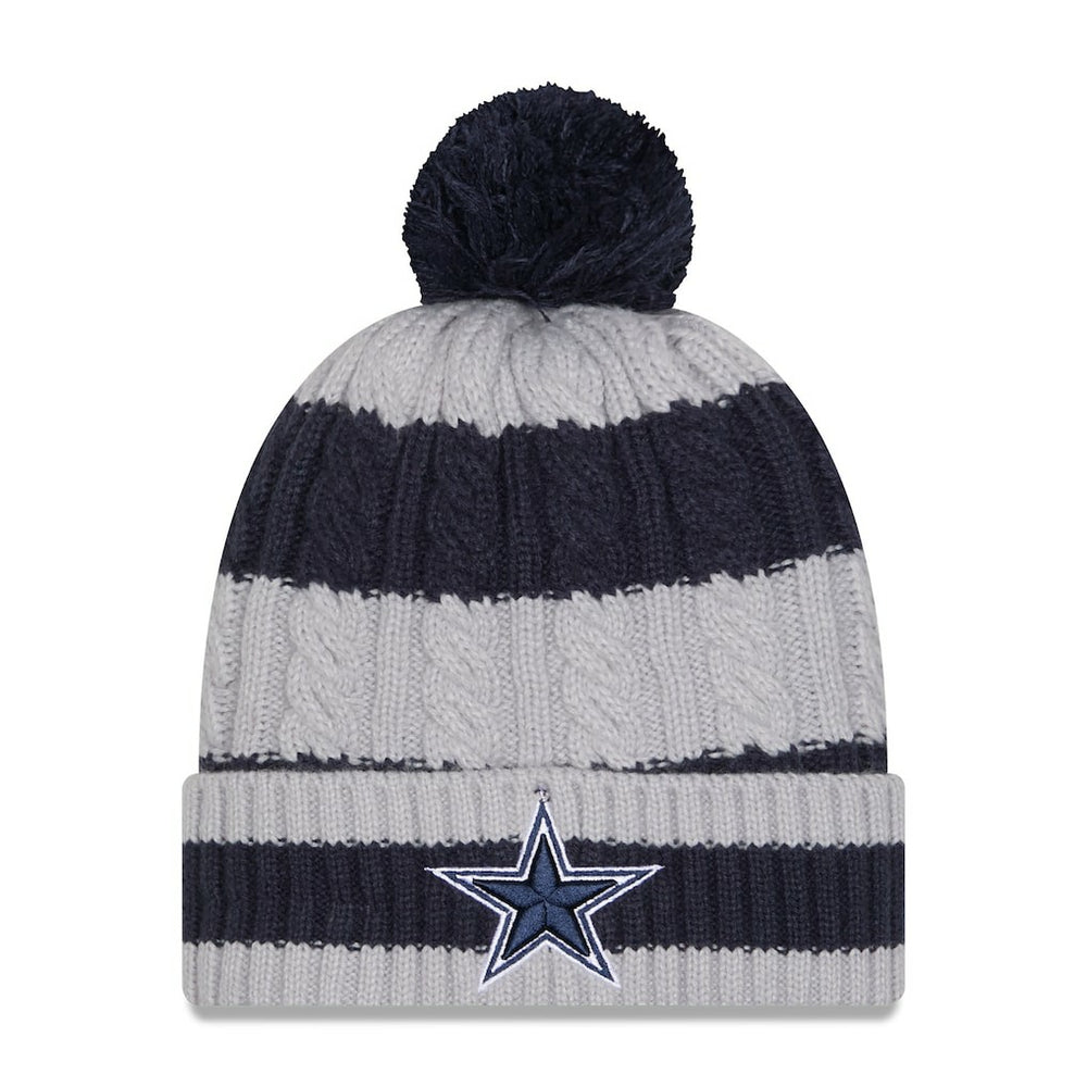 Dallas Cowboys New Era Women's Braided Cuffed Knit Hat with Pom Navy - NFL