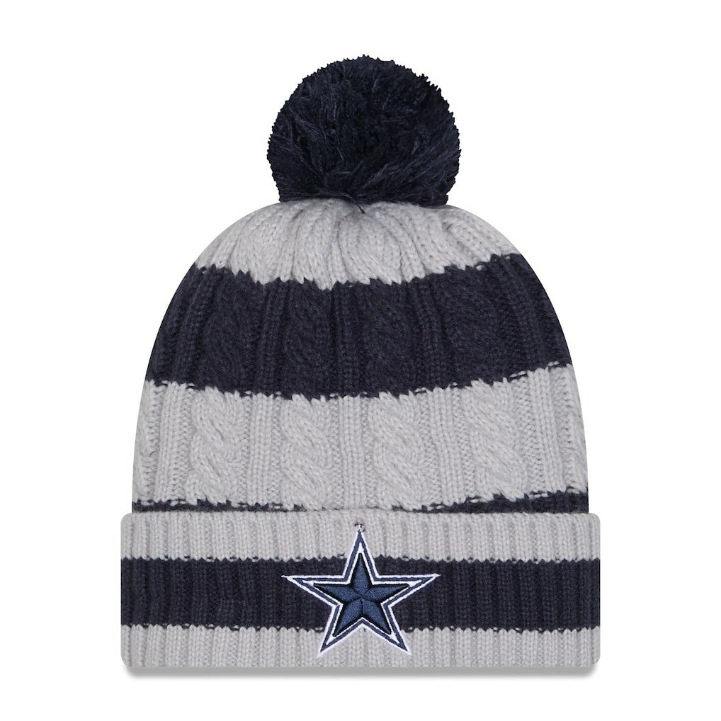 Dallas Cowboys New Era Women's Braided Cuffed Knit Hat with Pom Navy - NFL