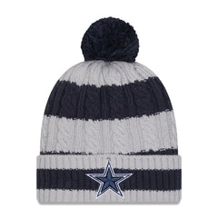 Dallas Cowboys New Era Women's Braided Cuffed Knit Hat with Pom Navy - NFL