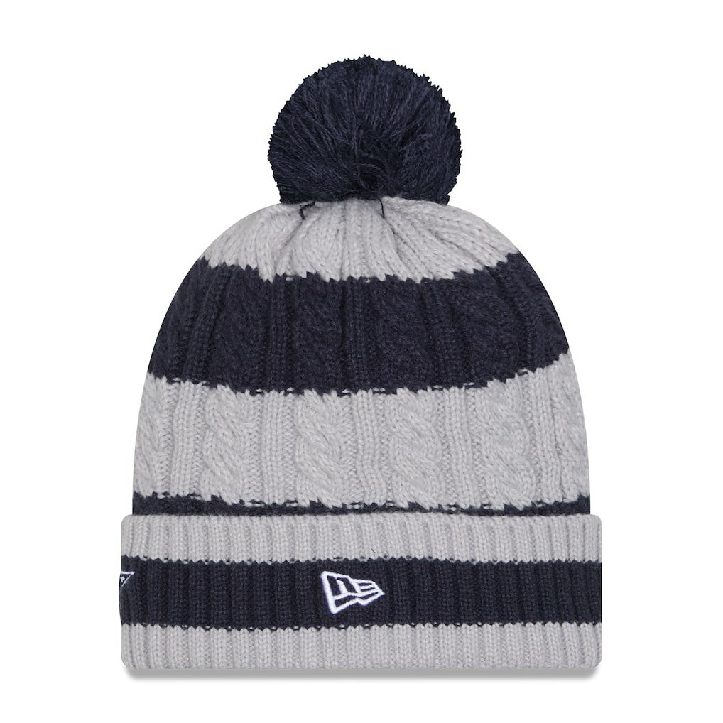 Dallas Cowboys New Era Women's Braided Cuffed Knit Hat with Pom Navy - NFL