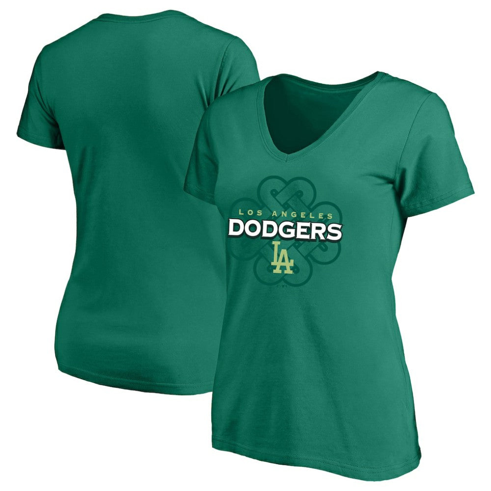 Los Angeles Dodgers Profile Women's Plus Size Celtic V-Neck T-Shirt Clearance