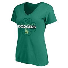 Los Angeles Dodgers Profile Women's Plus Size Celtic V-Neck T-Shirt Clearance