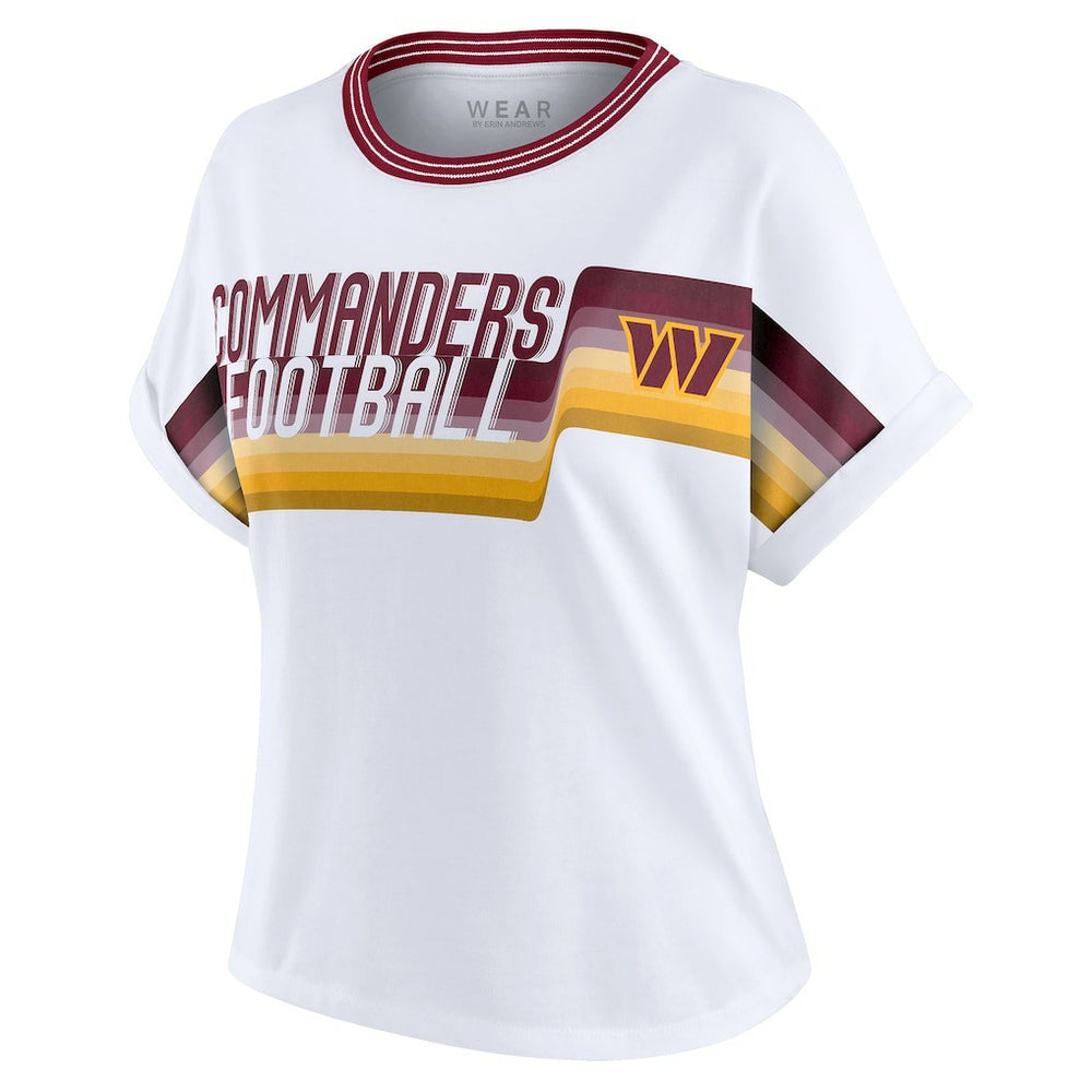 Washington Commanders WEAR by Erin Andrews Women's Cropped Center Stripe Dolman T-Shirt White - NFL