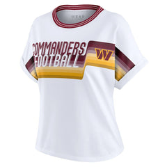 Washington Commanders WEAR by Erin Andrews Women's Cropped Center Stripe Dolman T-Shirt White - NFL