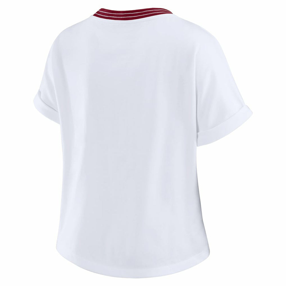 Washington Commanders WEAR by Erin Andrews Women's Cropped Center Stripe Dolman T-Shirt White - NFL