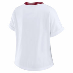 Washington Commanders WEAR by Erin Andrews Women's Cropped Center Stripe Dolman T-Shirt White - NFL