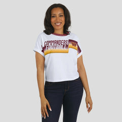 Washington Commanders WEAR by Erin Andrews Women's Cropped Center Stripe Dolman T-Shirt White - NFL
