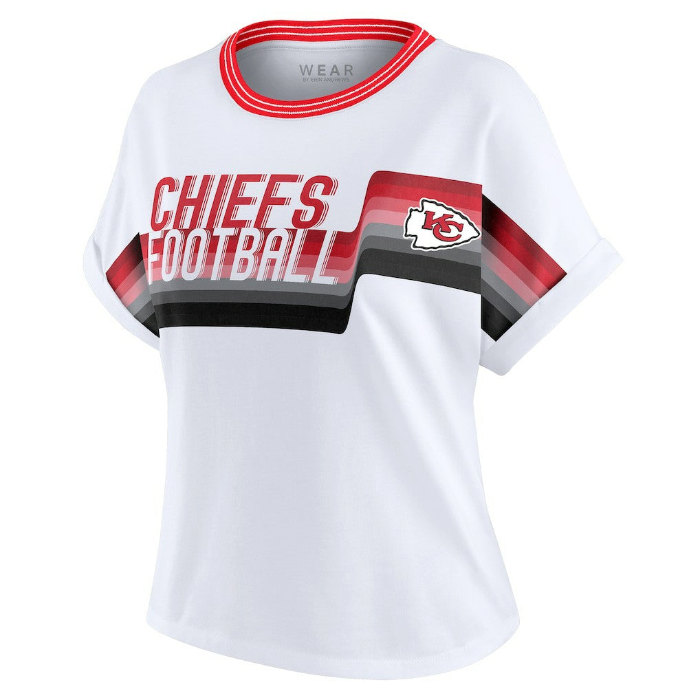 Kansas City Chiefs WEAR by Erin Andrews Women's Cropped Center Stripe Dolman T-Shirt White - NFL