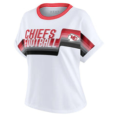 Kansas City Chiefs WEAR by Erin Andrews Women's Cropped Center Stripe Dolman T-Shirt White - NFL
