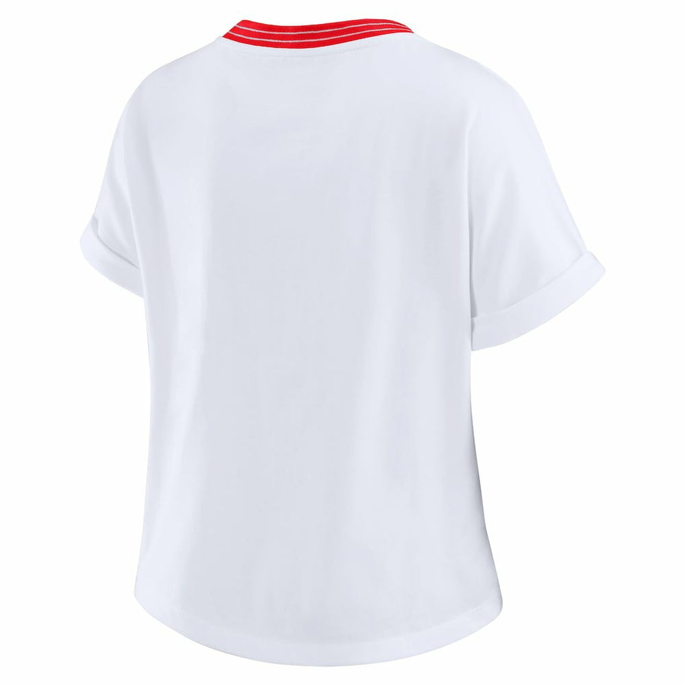 Kansas City Chiefs WEAR by Erin Andrews Women's Cropped Center Stripe Dolman T-Shirt White - NFL