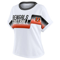 Cincinnati Bengals WEAR by Erin Andrews Women's Cropped Center Stripe Dolman T-Shirt White - NFL