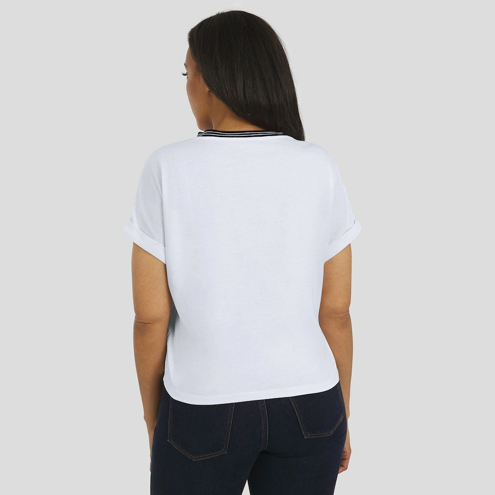 Las Vegas Raiders WEAR by Erin Andrews Women's Cropped Center Stripe Dolman T-Shirt White - NFL