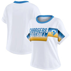 Los Angeles Chargers WEAR by Erin Andrews Women's Cropped Center Stripe Dolman T-Shirt White - NFL
