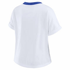 Los Angeles Rams WEAR by Erin Andrews Women's Cropped Center Stripe Dolman T-Shirt White - NFL