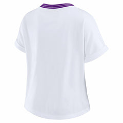 Minnesota Vikings WEAR by Erin Andrews Women's Cropped Center Stripe Dolman T-Shirt White - NFL