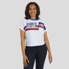 New York Giants WEAR by Erin Andrews Women's Cropped Center Stripe Dolman T-Shirt White - NFL