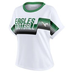 Philadelphia Eagles WEAR by Erin Andrews Women's Cropped Center Stripe Dolman T-Shirt White - NFL