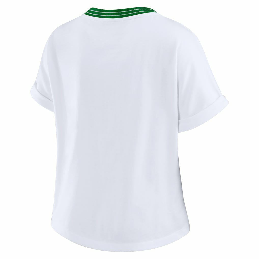 Philadelphia Eagles WEAR by Erin Andrews Women's Cropped Center Stripe Dolman T-Shirt White - NFL